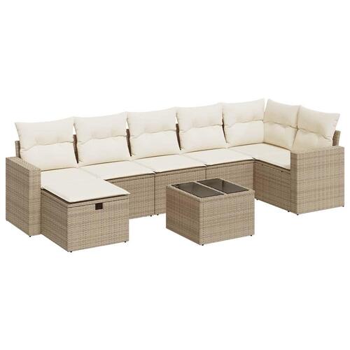 Sofasæt til haven 8 dele med hynder polyrattan beige