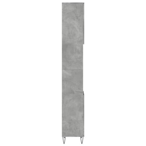 Badeværelsesskab 30x30x190 cm konstrueret træ betongrå
