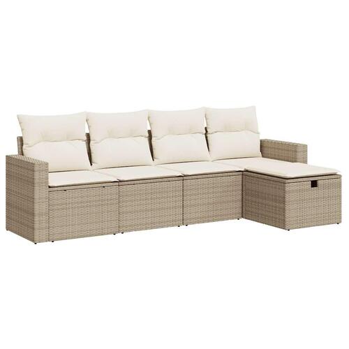 Sofasæt til haven 5 dele med hynder polyrattan beige