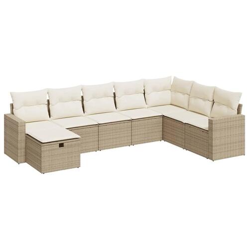 Sofasæt til haven 8 dele med hynder polyrattan beige