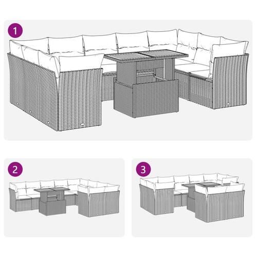 Sofasæt til haven 10 dele med hynder polyrattan beige