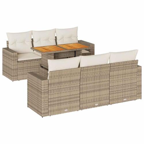Sofasæt til haven 7 dele med hynder polyrattan beige
