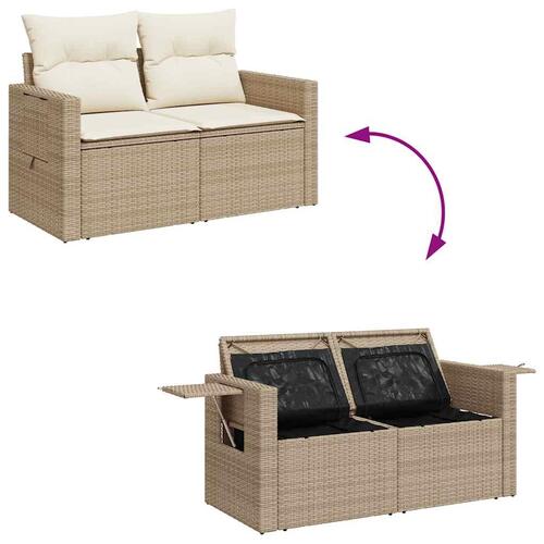 Sofasæt til haven 9 dele med hynder polyrattan beige