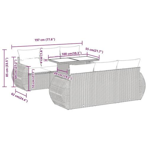 Sofasæt til haven 7 dele med hynder polyrattan beige