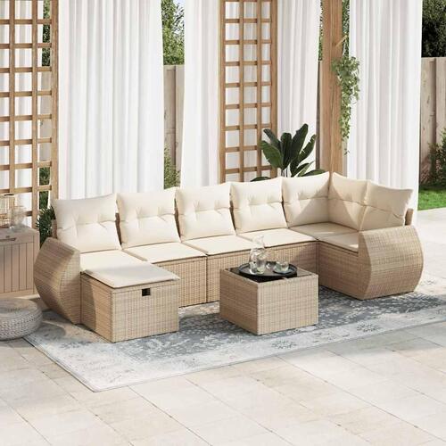 Sofasæt til haven 8 dele med hynder polyrattan beige