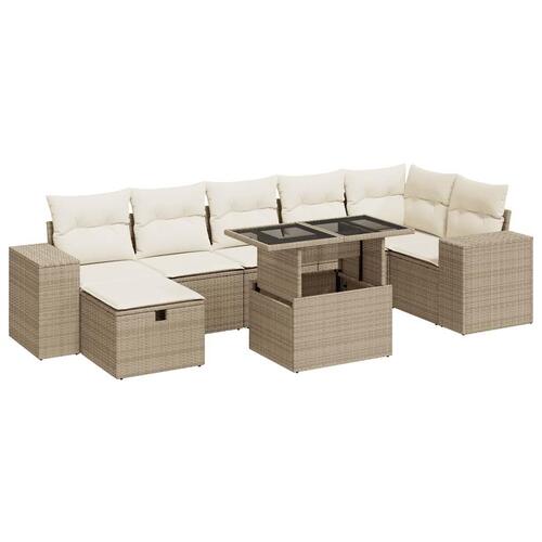 Sofasæt til haven 5 dele med hynder polyrattan beige