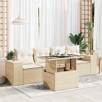 Sofasæt til haven 5 dele med hynder polyrattan beige