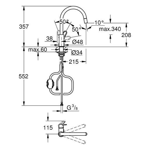 Hane med blandingsbatteri Grohe 30549000 Metal