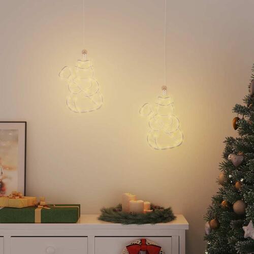 Julelys snemandssilhuet 2 stk 35 LED'er varm hvid