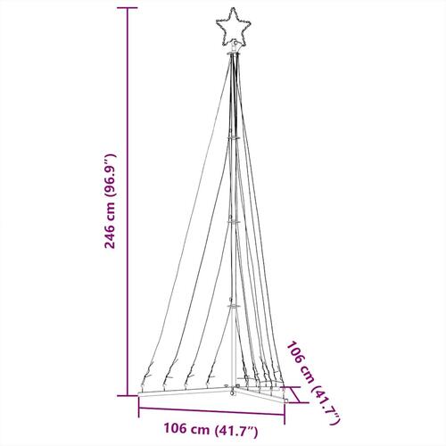 LED-juletræ 447 LED'er 249 cm varmt hvidt lys