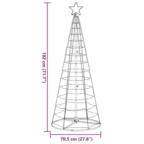 Lysende juletræ 200 LED'er 182 cm farverigt lys