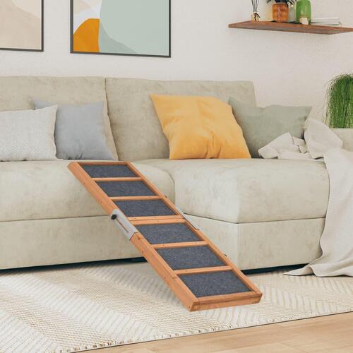 Hunderampe 120x30 cm massivt fyrretræ grå (OUTLET A)