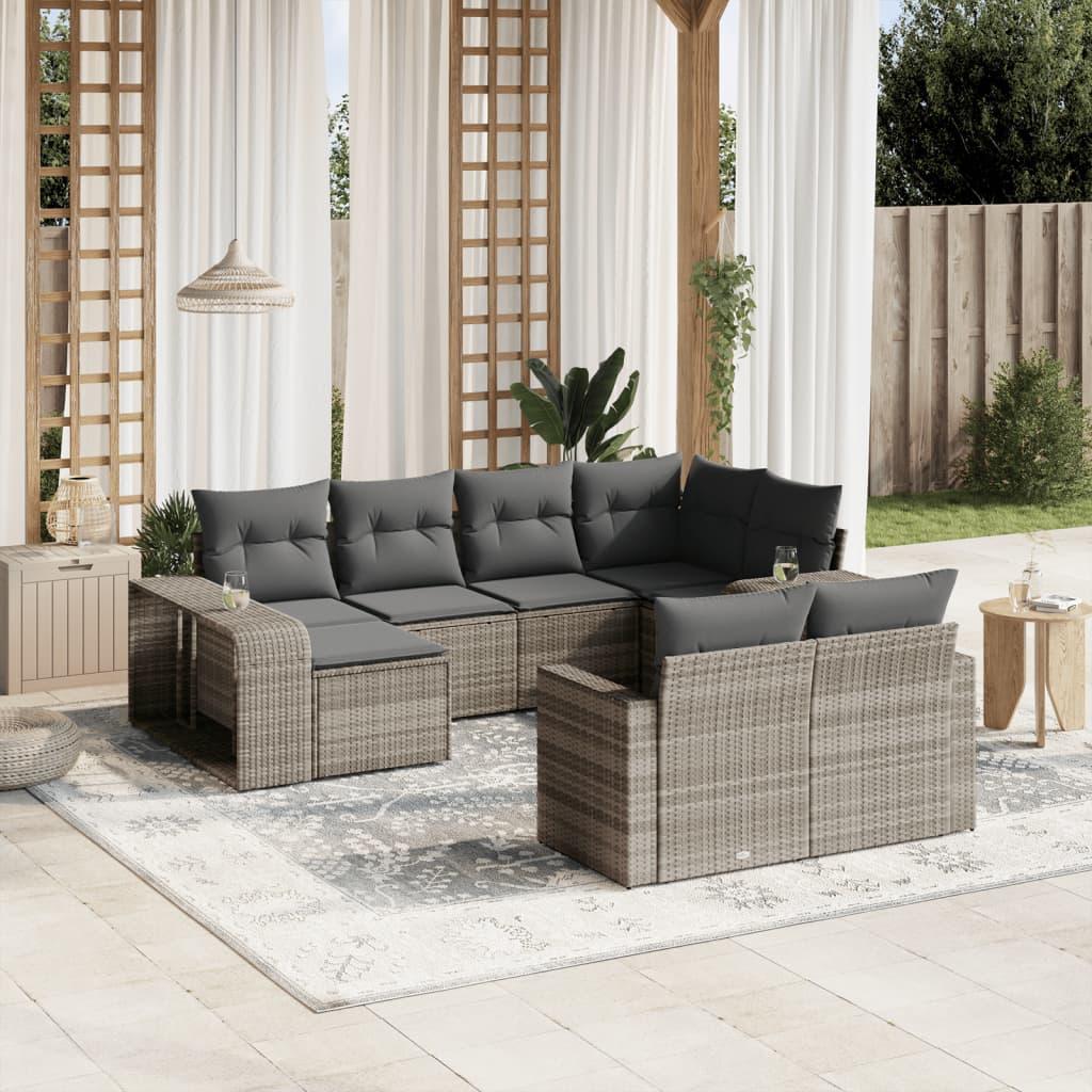 Sofasæt til haven 10 dele med hynder polyrattan lysegrå billede