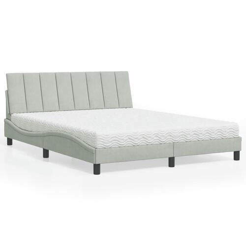 Seng med madras 160x200 cm velour lysegrå