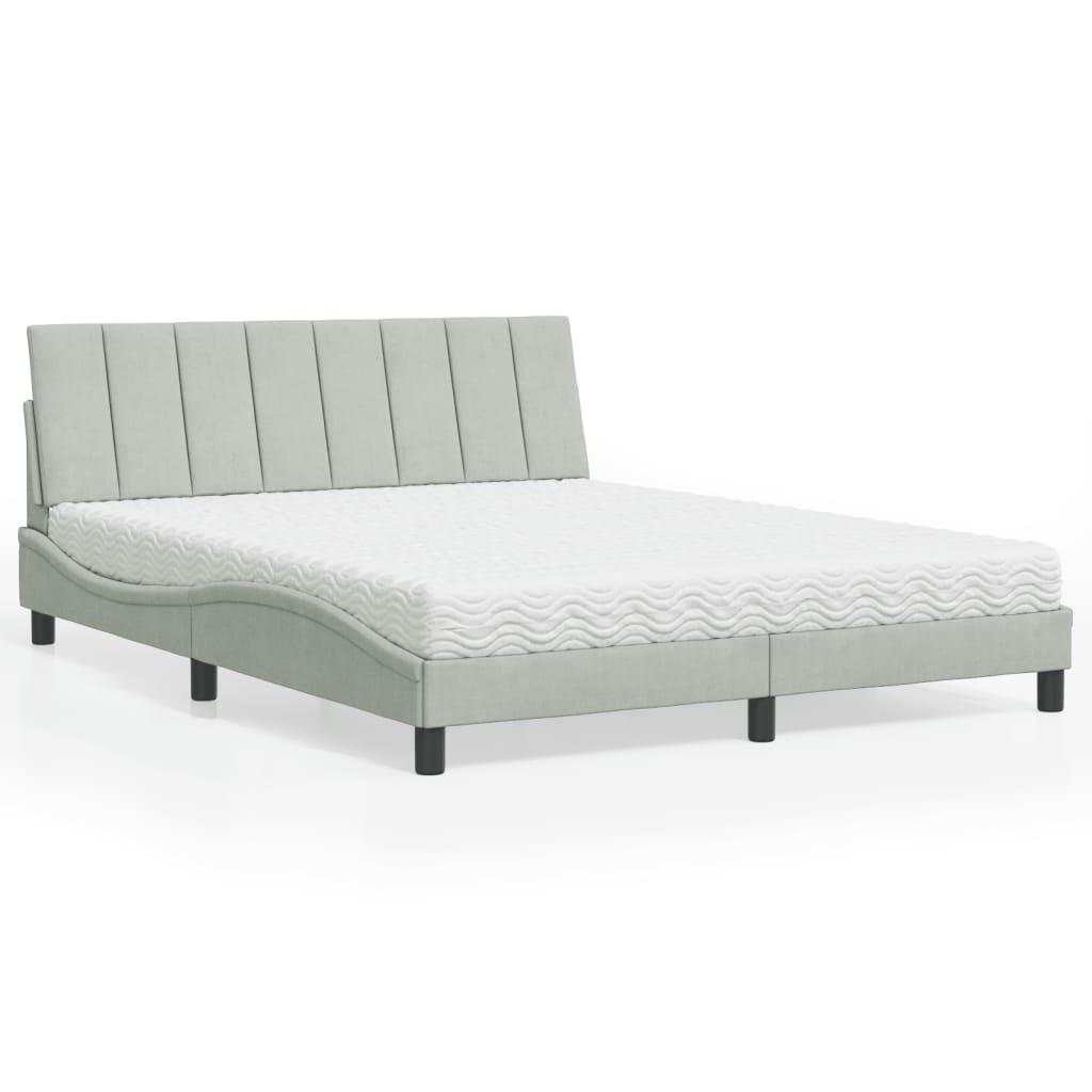 Seng med madras 160x200 cm velour lysegrå