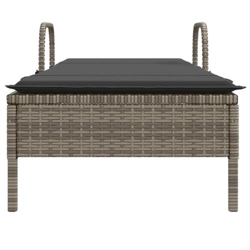 Liggestol med hjul og hynde polyrattan grå
