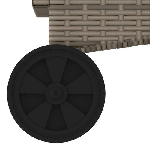 Liggestol med hjul og hynde polyrattan grå