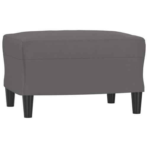 3-personers sofa med fodskammel 180 cm kunstlæder grå