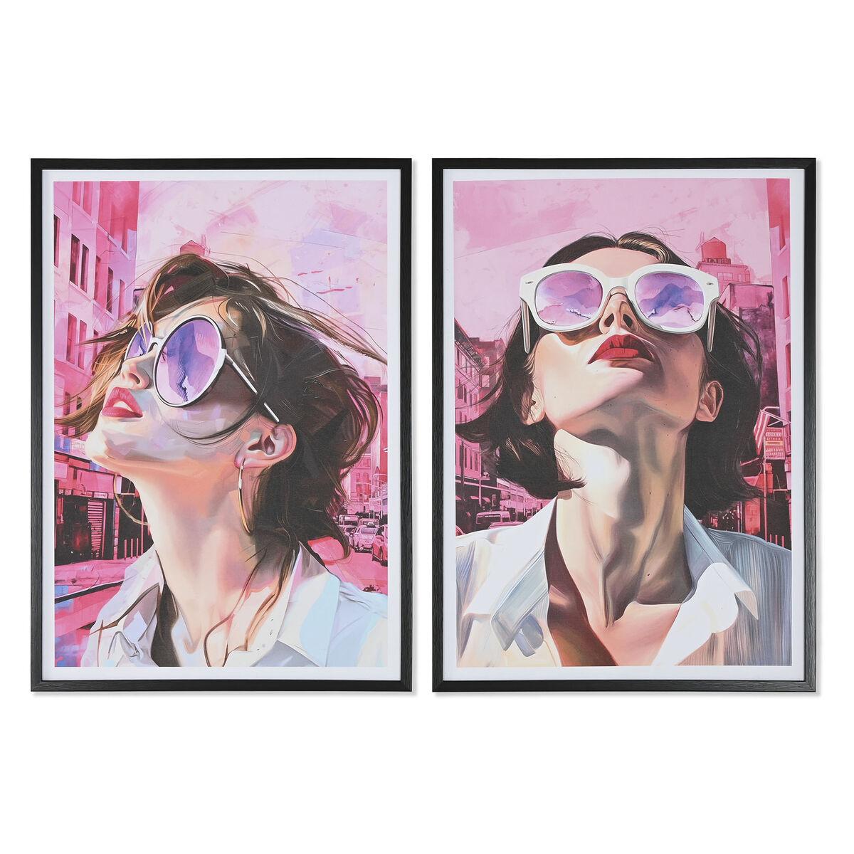 Lærred - Moderne dame, pink, 50 × 70 cm