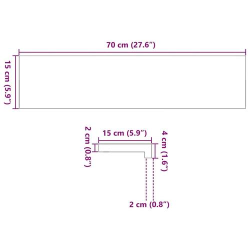 Vindueskarme 2 stk ubehandlet 70x15x2 cm massivt egetræ