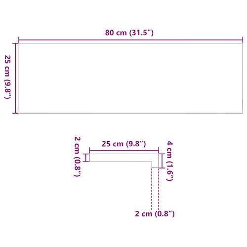 Vindueskarme 2 stk ubehandlet 80x25x2 cm massivt egetræ