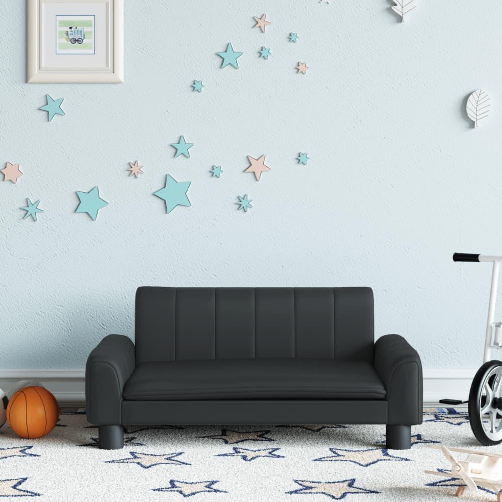 Sofa til børn 70x45x30 cm kunstlæder sort