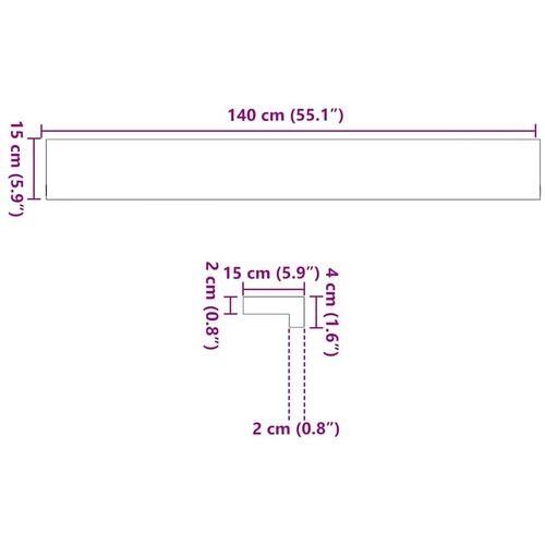 Vindueskarme 2 stk ubehandlet 140x15x2 cm massivt egetræ
