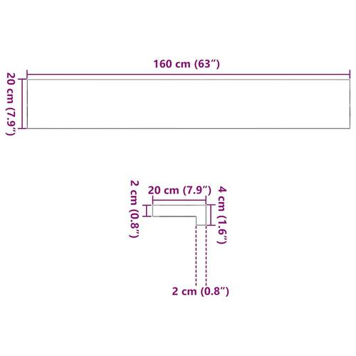 Vindueskarme 2 stk ubehandlet 160x20x2 cm massivt egetræ