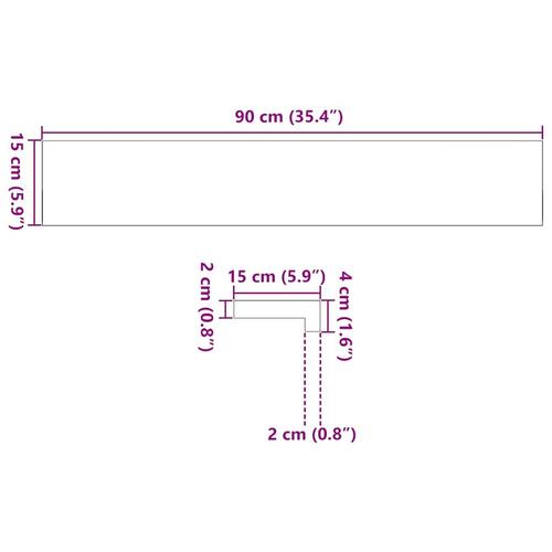 Vindueskarme 2 stk ubehandlet 90x15x2 cm massivt egetræ