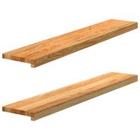 Vindueskarme 2 stk lysebrun 110x20x2 cm massivt egetræ