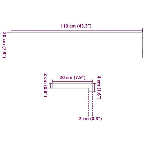 Vindueskarme 2 stk lysebrun 110x20x2 cm massivt egetræ