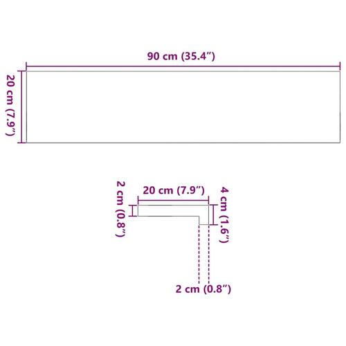 Vindueskarme 2 stk ubehandlet 90x20x2 cm massivt egetræ