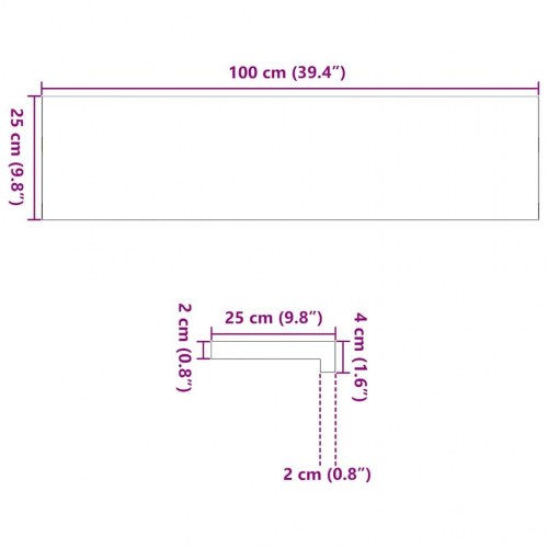 Vindueskarme 2 stk. ubehandlet 100 x 25 x 2 cm - massivt egetræ