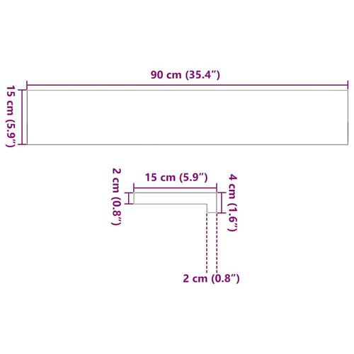 Vindueskarme 2 stk lysebrun 90x15x2 cm massivt egetræ