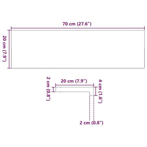 Vindueskarme 2 stk mørkebrun 70x20x2 cm massivt egetræ