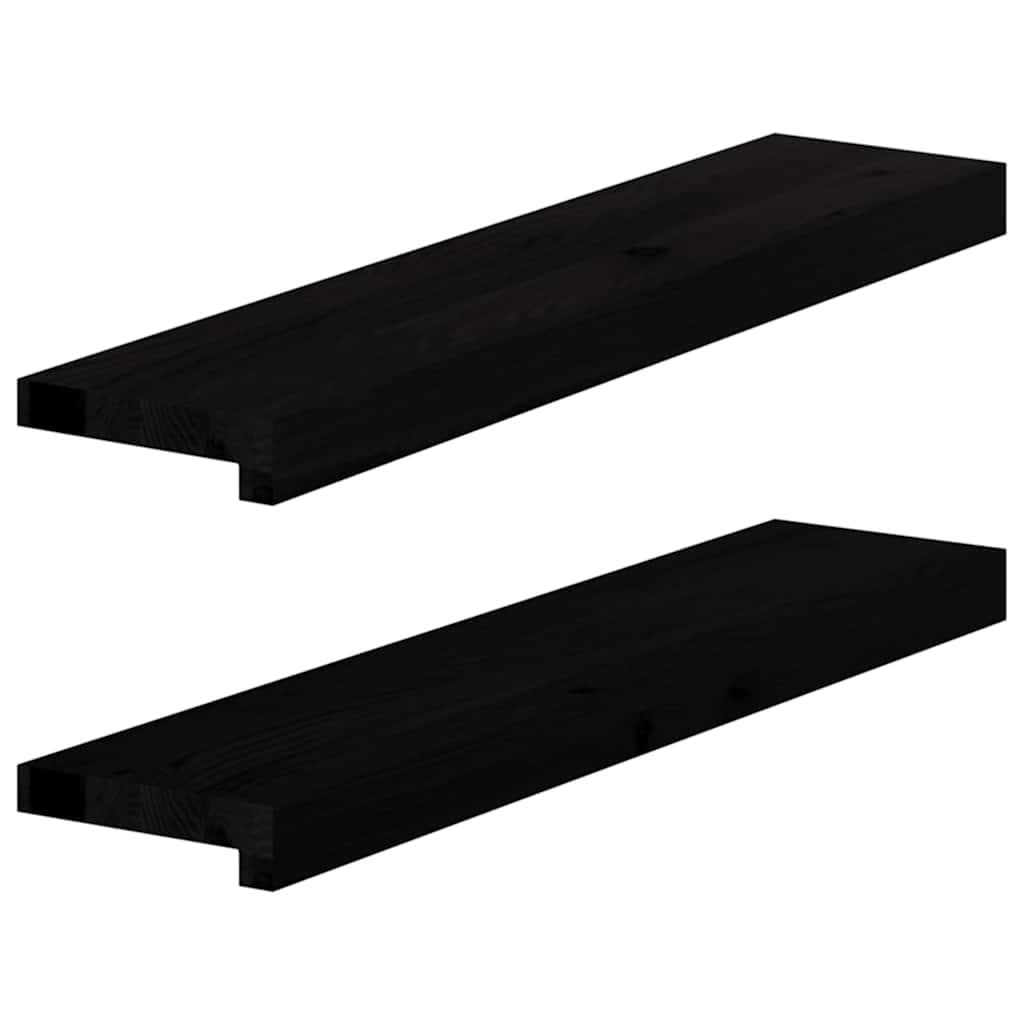 Vindueskarme 2 stk mørkebrun 70x15x2 cm massivt egetræ