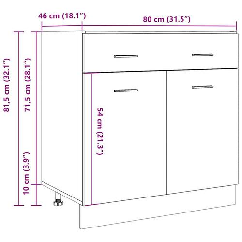 Skuffeunderskab 80x46x81,5 cm spånplade betongrå