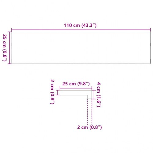 Vindueskarme 2 stk. ubehandlet 110 x 25 x 2 cm massivt egetræ