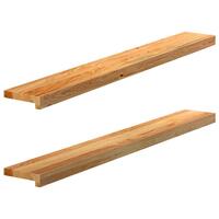 Vindueskarme 2 stk lysebrun 120x15x2 cm massivt egetræ
