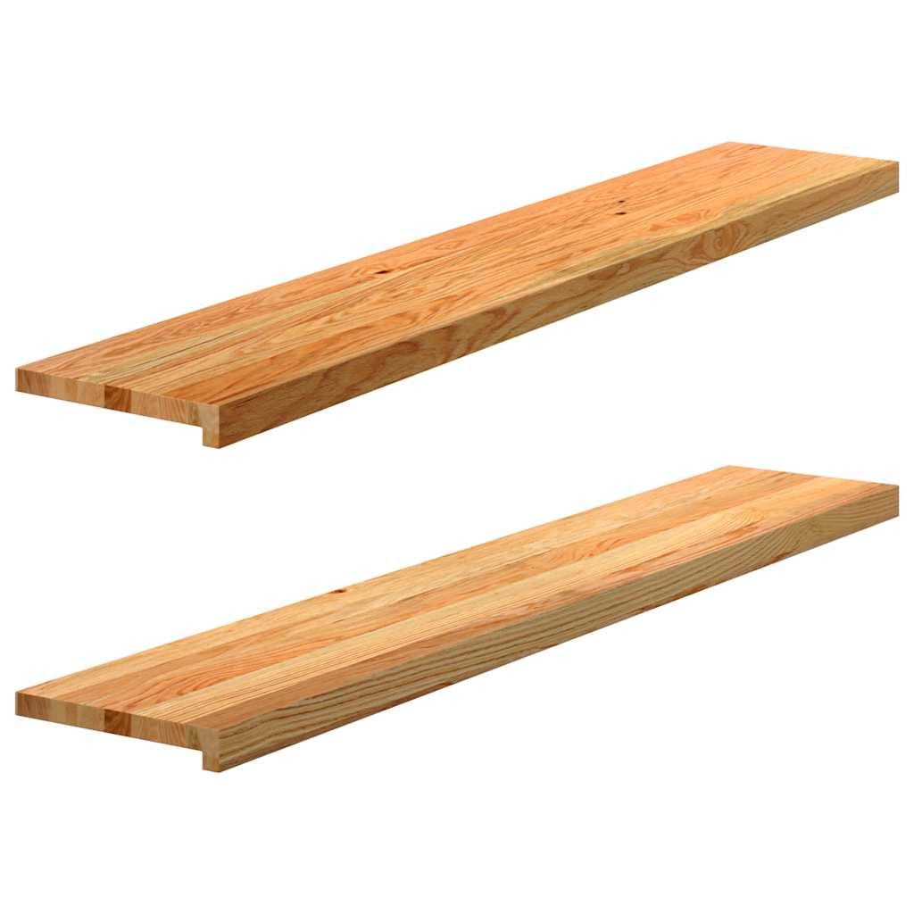 Vindueskarme 2 stk lysebrun 140x25x2 cm massivt egetræ