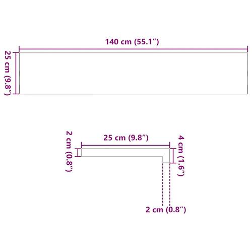 Vindueskarme 2 stk lysebrun 140x25x2 cm massivt egetræ