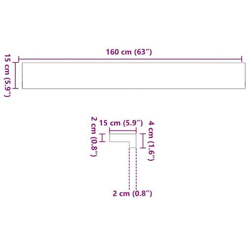 Vindueskarme 2 stk ubehandlet 160x15x2 cm massivt egetræ