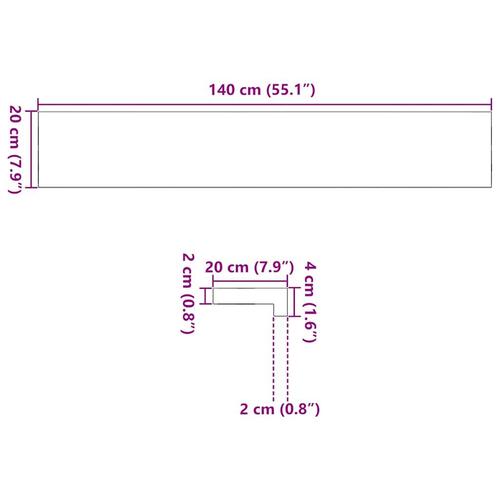 Vindueskarme 2 stk ubehandlet 140x20x2 cm massivt egetræ