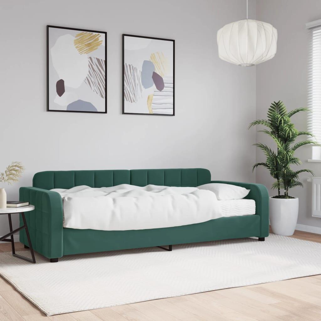 Daybed med madras 80x200 cm velour mørkegrøn