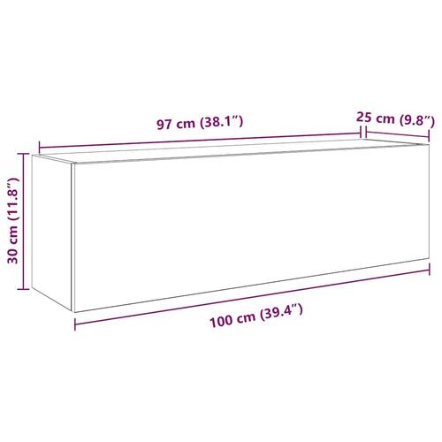 Væghængt badeværelsesskab 100x25x30 cm konstrueret træ