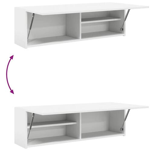 Væghængt badeværelsesskab 100x25x30 cm konstrueret træ hvid