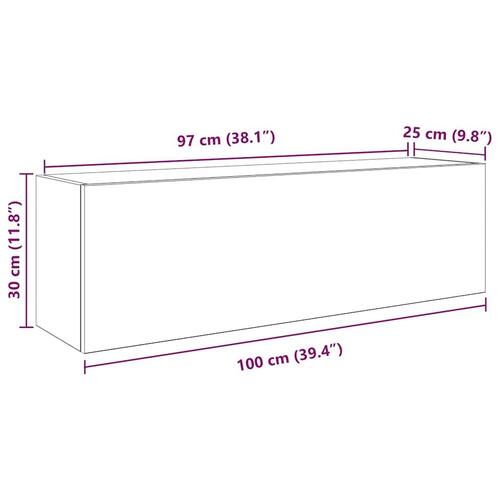 Væghængt badeværelsesskab 100x25x30 cm konstrueret træ hvid