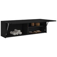 Væghængt badeværelsesskab 100x25x30 cm konstrueret træ sort