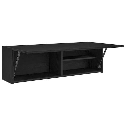 Væghængt badeværelsesskab 100x25x30 cm konstrueret træ sort