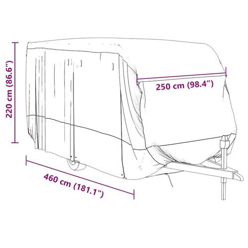 Overtræk til campingvogn 460x250x220 cm ikke-vævet stof grå
